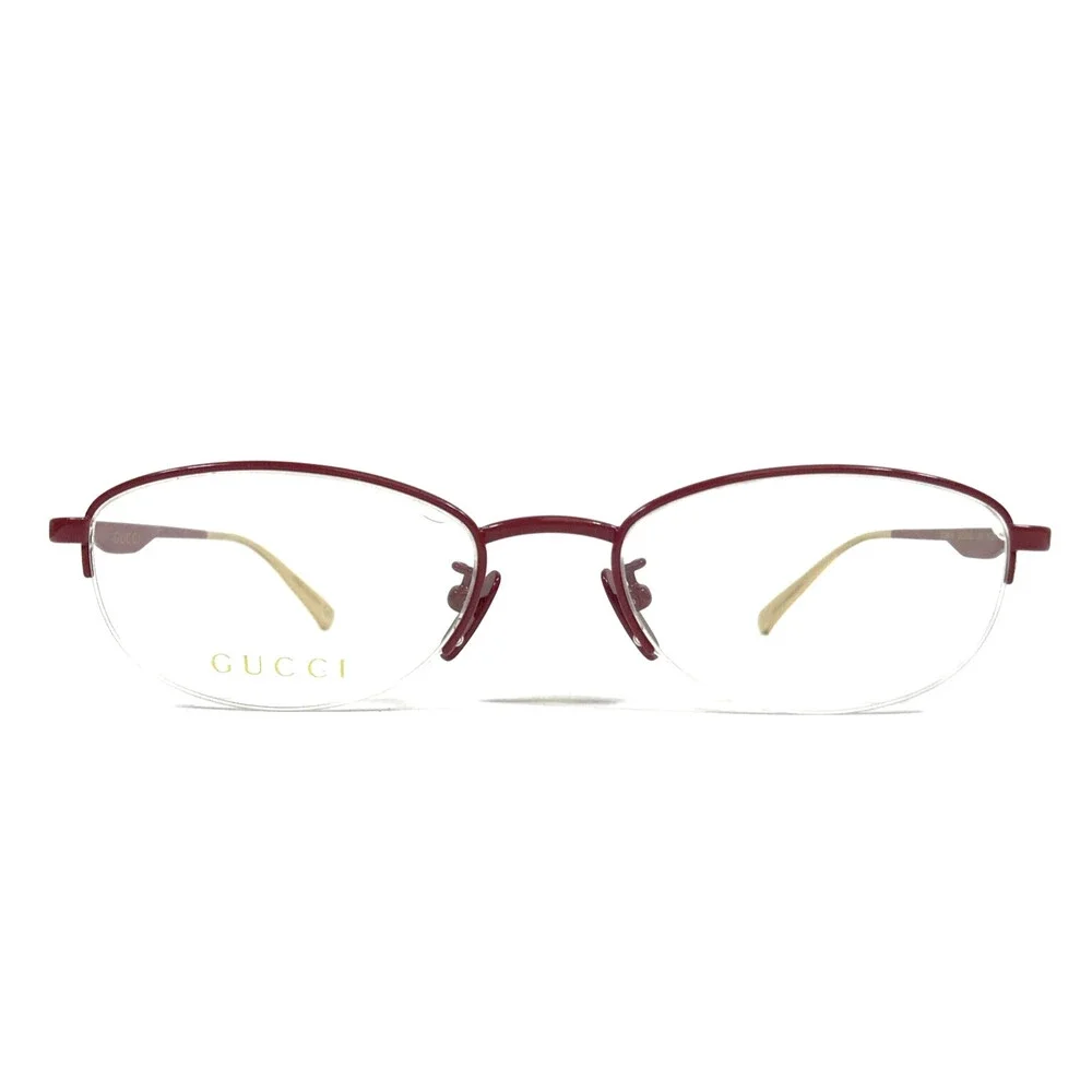 Gucci Eyeglasses Frames GG0339OJ 004 Titanium Red Oval Half Rim 53-19-140